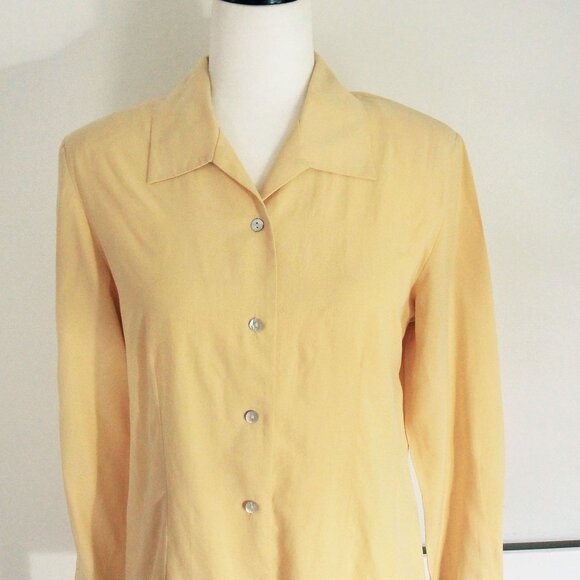 Vintage THE WORK 100% Silk Blouse Soft Butter Yellow Host Pick Womens Size 8 - Picture 4 of 8